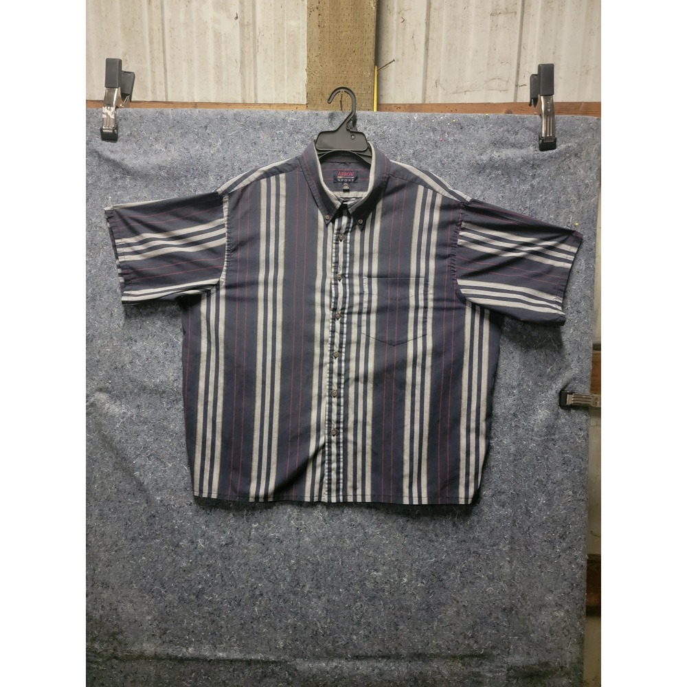 Arrow‎ Sport Button Up Black/Gray Short Sleeve Shirt 2XL